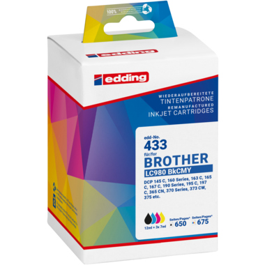 edding Tintenpatrone 18-433 Brother LC980 Multipack 4 Stück