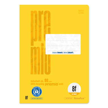 Staufen Schulheft Premio 040780008 A5 90g 16Bl Lin8f rau