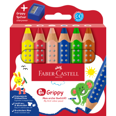 Faber-Castell Buntstiftset Grippy 110635 sort 6ST +Spitzer