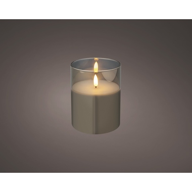 LUMINEO 485357 Lumineo Kerze Wachs Glas LED 12,5cm gr