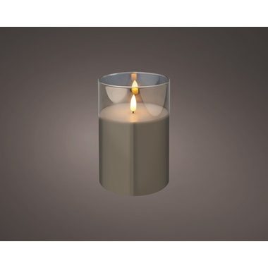 LUMINEO 485358 Lumineo Kerze Wachs Glas LED 15cm gr