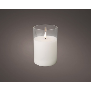 LUMINEO 485355 Lumineo Kerze Wachs Glas LED 15cm ws