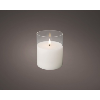 LUMINEO 485354 Lumineo Kerze Wachs Glas LED 12,5cm ws