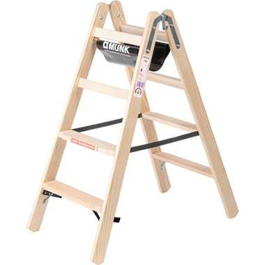 MUNK Stehleiter Holz 33808 beidseitig 2x4Stufen