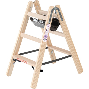 MUNK Stehleiter Holz 33806 beidseitig 2x3Stufen