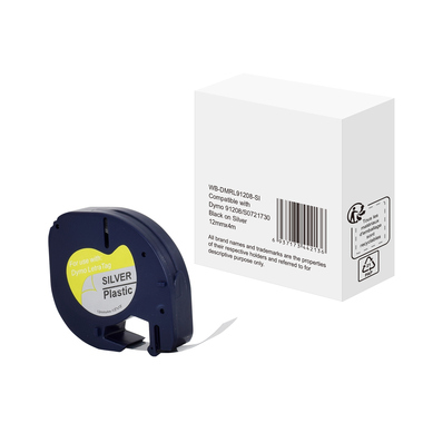 Schriftband wie Dymo S0721730 12mmx4m schwarz auf silber