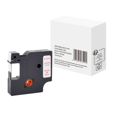 Schriftband wie Dymo S0720550 12mmx7m rot auf weiß