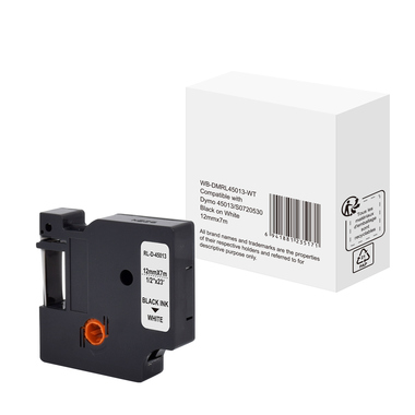 Schriftband wie Dymo S0720530 12mmx7m schwarz auf weiß