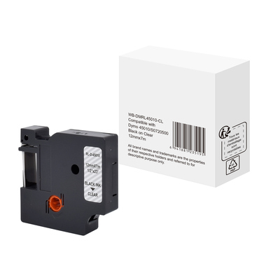 Schriftband wie Dymo S0720500 12mmx7m schwarz auf transparent