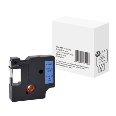 Schriftband wie Dymo S0720560 12mmx7m schwarz auf blau