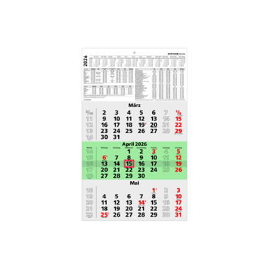 ZETTLER Dreimonatskalender 2026 956-0700 