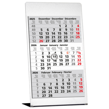 GÜSS Dreimonats-Tischkalender 2026 77000 180x105 Edelstahl