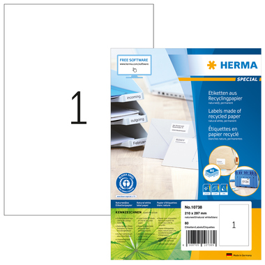 HERMA Etikett 10738 210x297mm ws 80 St./Pack.