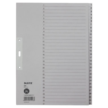Leitz Register 12310085 DIN A4 1-31 volle Höhe Papier grau