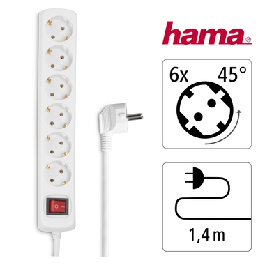 Hama Steckdosenleiste 00030384 6fach +Schalter 1,4m ws