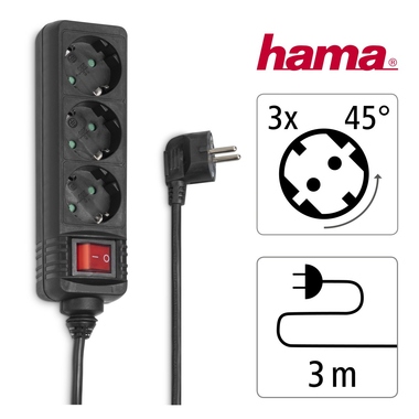 Hama Steckdosenleiste 00108816 6fach Schalter 3m sw