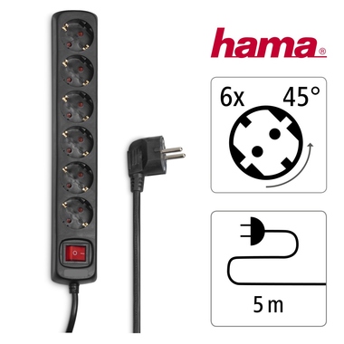 Hama Steckdosenleiste 00137266 6fach Schalter 5m sw