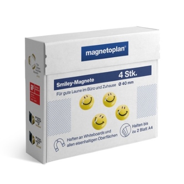 magnetoplan Magnet Smilies 16673 40mm gelb 4 Stück