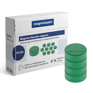 magnetoplan Magnet Discofix Magnum 1660005 34mm grün 10 Stück
