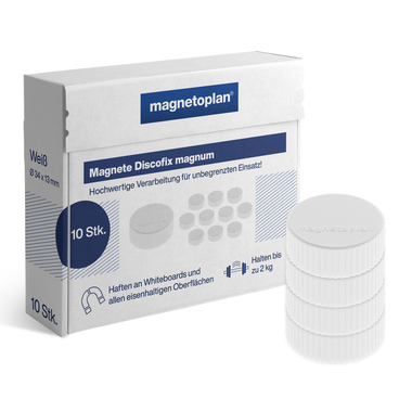 magnetoplan Magnet Discofix Magnum 1660000 34mm weiß 10 Stück