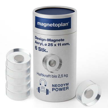 magnetoplan Magnet Design 1680025 25mm Acryl 6 Stück