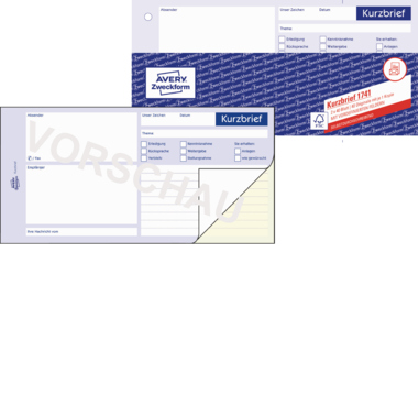 Avery Zweckform Kurzbrief 1741 1/3 DIN A4 2x40Blatt