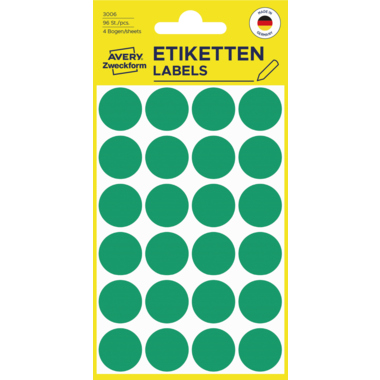 Avery Zweckform Markierungspunkt 3006 18mm grün 96 Stück