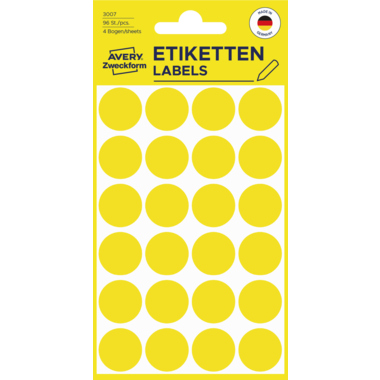 Avery Zweckform Markierungspunkt 3007 18mm gelb 96 Stück