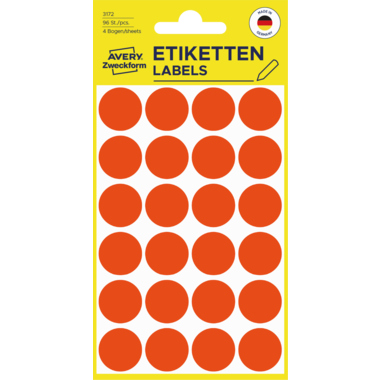 Avery Zweckform Markierungspunkt 3172 18mm leuchtrot 96 Stück