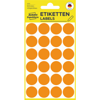 Avery Zweckform Markierungspunkt 3173 18mm leuchtorange 96 Stück