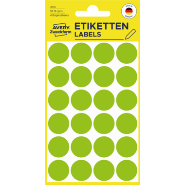 Avery Zweckform Markierungspunkt 3174 18mm leuchtgrün 96 Stück
