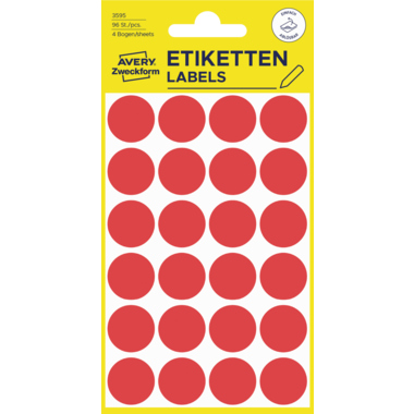 Avery Zweckform Markierungspunkt 3595 18mm rot 96 Stück