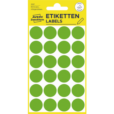 Avery Zweckform Markierungspunkt 3597 18mm grün 96 Stück