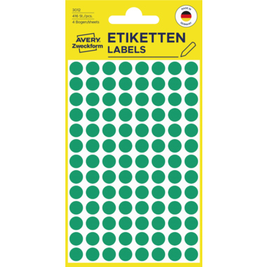 Avery Zweckform Markierungspunkt 3012 8mm grün 416 Stück