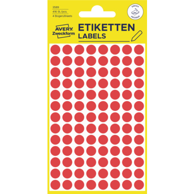 Avery Zweckform Markierungspunkt 3589 8mm rot 416 Stück