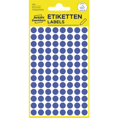 Avery Zweckform Markierungspunkt 3591 8mm blau 416 Stück