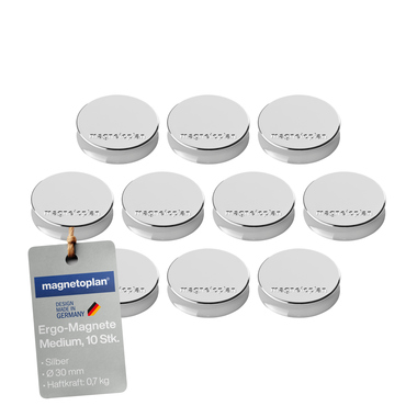 Magnetoplan Magnet Ergo Medium 1664032 30mm silber 10 Stück