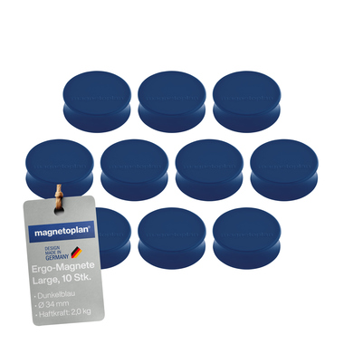 magnetoplan Magnet Ergo Large 1665014 34mm d.blau 10 Stück