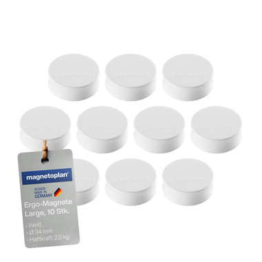 magnetoplan Magnet Ergo Large 1665000 34mm weiß 10 Stück