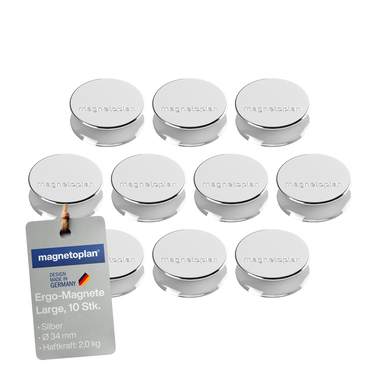 magnetoplan Magnet Ergo Large 1665032 34mm silber 10 Stück