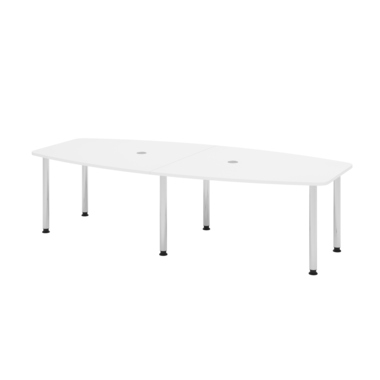 Konferenztisch für 10 Personen, mit 6 Chromfüßen/KT28C/W Weiß