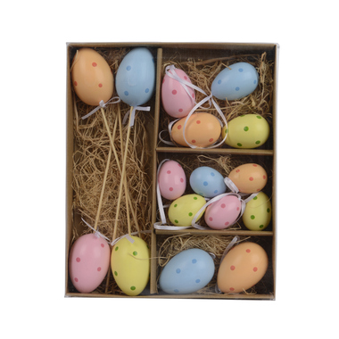 DECORIS 835658 DECORIS Oster-Deko Eier-Set Pastell 16tlg
