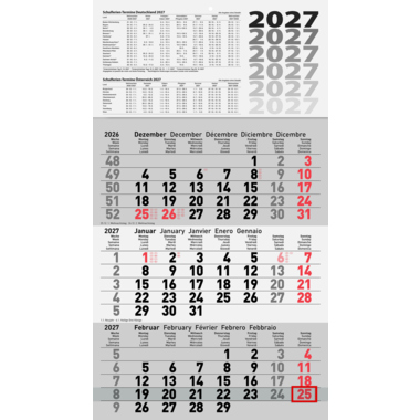 Glocken Wandkalender 2027 30x52cm 3M/1S 5060114007