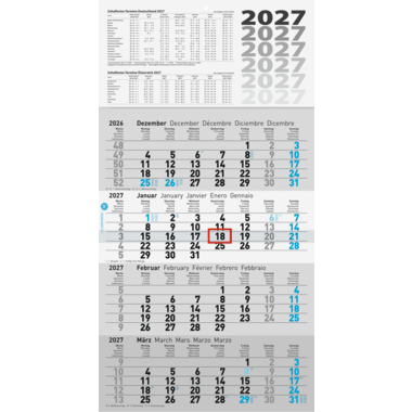 Glocken Wandkalender 2027 30x59cm 4M/1S 5070242007