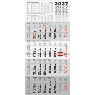 rido/ide Wandkalender 2027 33x63,5cm gr 4M/1S 7033420007