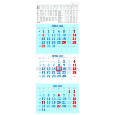ZETTLER Wandkalender 2027 3M/1S 952-0000