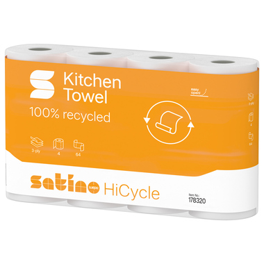 Satino Küchenrolle HiCycle 3lg 26x22cm hws 64Bl 4St 178320