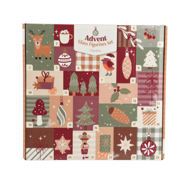 Decoris Adventskalender Figuren 3,5x2,5x5cm Glas sort 123829