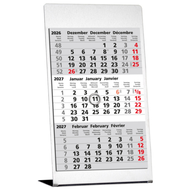 GÜSS Dreimonats-Tischkalender 2026 77000 180x105 Edelstahl
