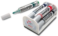 Pentel Whiteboardmarker mit Schwamm/MWL5M-4N 4Marker+Schwamm
